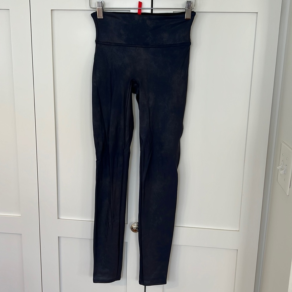 Spanx navy faux leather leggings